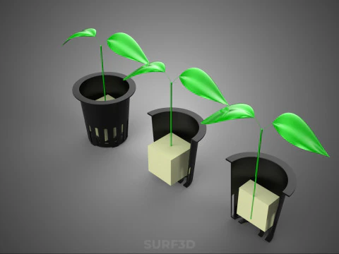 CROSS SECTION NET POT ROCKWOOL SPONGE FOAM CUBE PLANT CROP SEED 3D Model