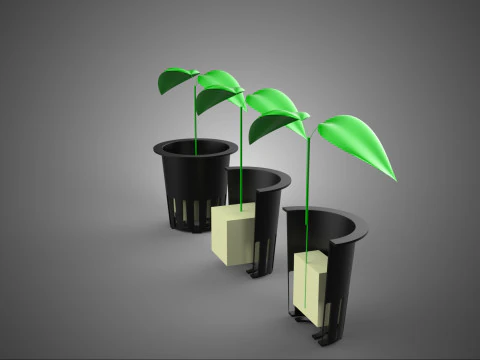 CROSS SECTION NET POT ROCKWOOL SPONGE FOAM CUBE PLANT CROP SEED 3D Model
