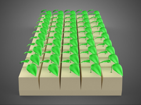 रॉक स्टोन वूल फोम स्पंज अंकुरण ट्रे प्लांट क्रॉप मैट क्यूब 3D मॉडल