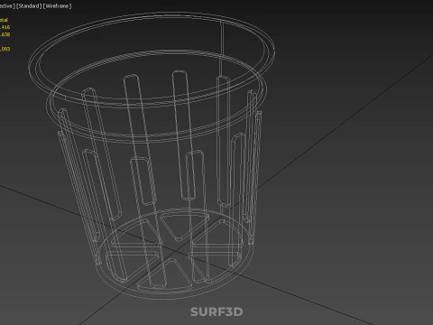 СТАНДАРТНОЕ ВЕДРО С ПРОРЕЗЬМИ, СЕТКА ДЛЯ ГОРШКА, ЧАШКА, СРЕДНЕРАСТНОЕ РАСТЕНИЕ, ГИДРОПОНИЧЕСКОЕ 3D Модель
