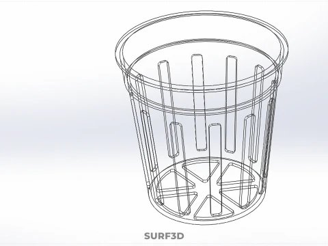 СТАНДАРТНОЕ ВЕДРО С ПРОРЕЗЬМИ, СЕТКА ДЛЯ ГОРШКА, ЧАШКА, СРЕДНЕРАСТНОЕ РАСТЕНИЕ, ГИДРОПОНИЧЕСКОЕ 3D Модель