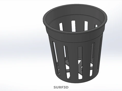 СТАНДАРТНОЕ ВЕДРО С ПРОРЕЗЬМИ, СЕТКА ДЛЯ ГОРШКА, ЧАШКА, СРЕДНЕРАСТНОЕ РАСТЕНИЕ, ГИДРОПОНИЧЕСКОЕ 3D Модель