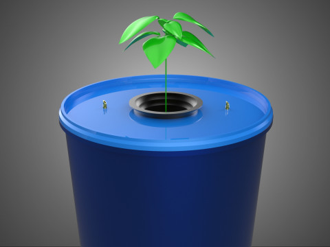 HİDROPONİK MAVİ REZERVUAR KOVASI NET SAKSI MOD&Uuml;L&Uuml; HOLLANDALI BİTKİ B&Uuml;Y&Uuml;TME 3D Model