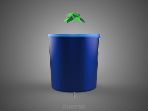 HİDROPONİK MAVİ REZERVUAR KOVASI NET SAKSI MOD&Uuml;L&Uuml; HOLLANDALI BİTKİ B&Uuml;Y&Uuml;TME 3D Model