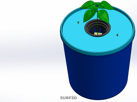 HİDROPONİK MAVİ REZERVUAR KOVASI NET SAKSI MOD&Uuml;L&Uuml; HOLLANDALI BİTKİ B&Uuml;Y&Uuml;TME 3D Model