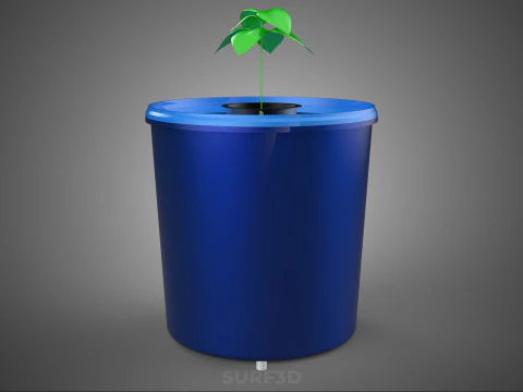 DUTCH BUCKET PLANT VEGETABLE FRUIT ORGANIC HYDROPONIC FARMING 3D Model