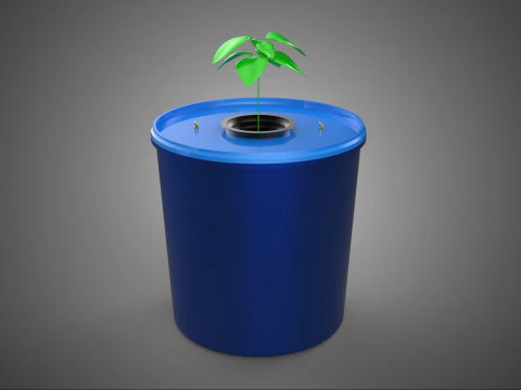 DUTCH BUCKET PLANT VEGETABLE FRUIT ORGANIC HYDROPONIC FARMING 3D Model