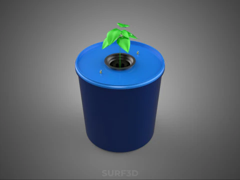 DUTCH BUCKET PLANT VEGETABLE FRUIT ORGANIC HYDROPONIC FARMING 3D Model