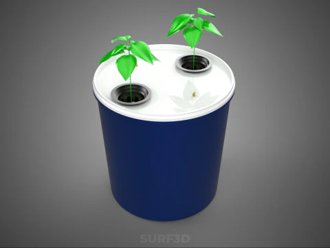 HYDROPONIC VEGETABLES FRUITS DUAL DUTCH BUCKET CHAMBER PLANT DIY 3D Model