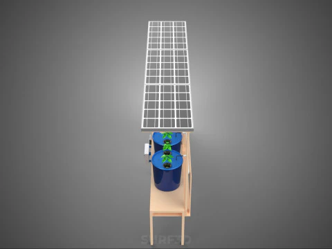 SOLAR PANEL IOT IRRIGATION DUTCH BUCKET SYSTEM HYDROPONIC PLANT 3D Model