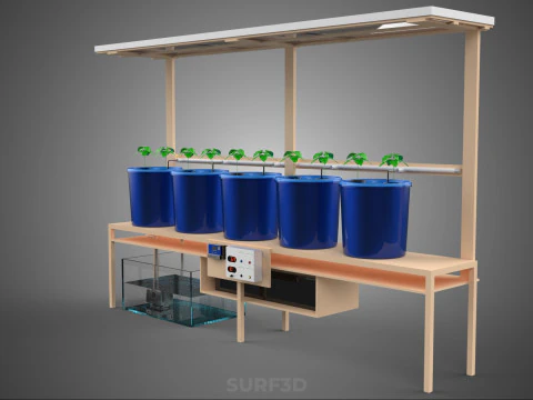 SOLAR PANEL IOT IRRIGATION DUTCH BUCKET SYSTEM HYDROPONIC PLANT 3D Model