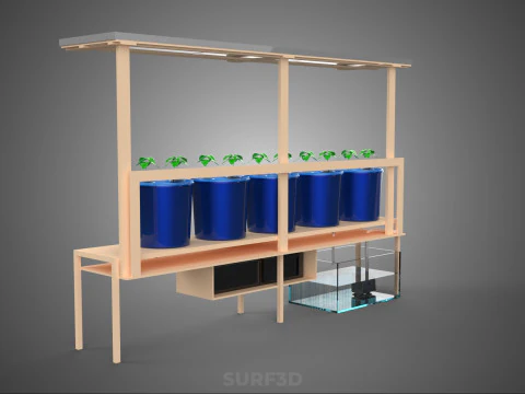 SOLAR PANEL IOT IRRIGATION DUTCH BUCKET SYSTEM HYDROPONIC PLANT 3D Model