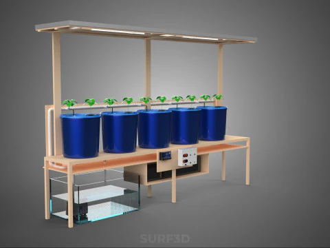 SOLAR PANEL IOT IRRIGATION DUTCH BUCKET SYSTEM HYDROPONIC PLANT 3D Model