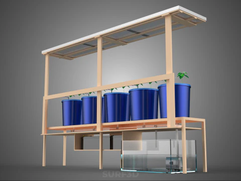 SOLAR PANEL IOT IRRIGATION DUTCH BUCKET SYSTEM HYDROPONIC PLANT 3D Model