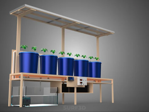 SOLAR PANEL IOT IRRIGATION DUTCH BUCKET SYSTEM HYDROPONIC PLANT 3D Model