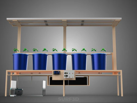 SOLAR PANEL IOT IRRIGATION DUTCH BUCKET SYSTEM HYDROPONIC PLANT 3D Model