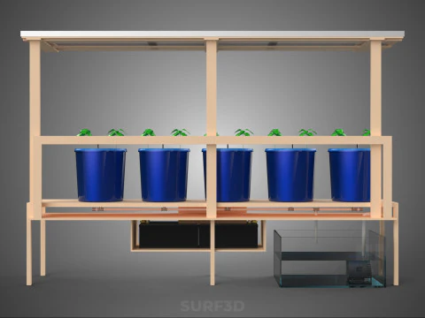 SOLAR PANEL IOT IRRIGATION DUTCH BUCKET SYSTEM HYDROPONIC PLANT 3D Model