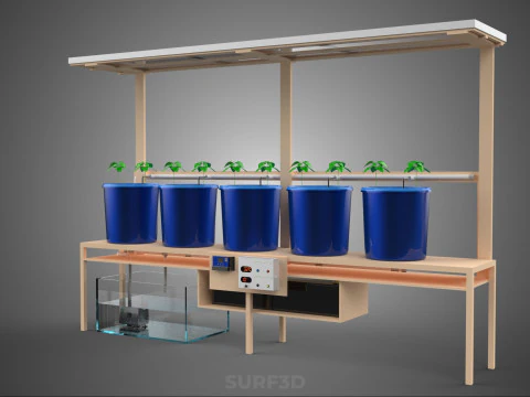 SOLAR PANEL IOT IRRIGATION DUTCH BUCKET SYSTEM HYDROPONIC PLANT 3D Model
