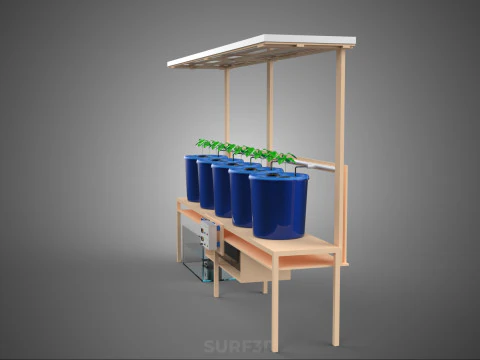 SOLAR PANEL IOT IRRIGATION DUTCH BUCKET SYSTEM HYDROPONIC PLANT 3D Model