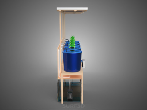 TANAMAN PERTANIAN HIDROPONIK SISTEM BUCKET BELANDA BERTENAGA SURYA IOT Model 3D