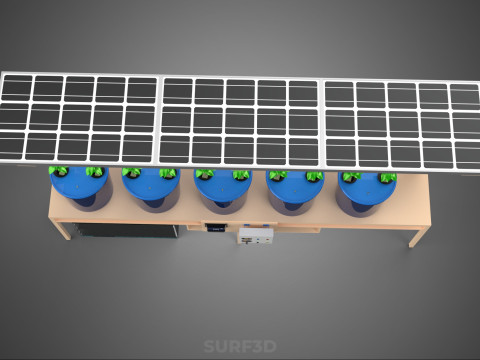 TANAMAN PERTANIAN HIDROPONIK SISTEM BUCKET BELANDA BERTENAGA SURYA IOT Model 3D