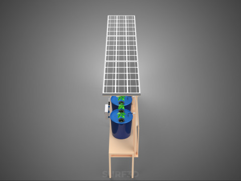 TANAMAN PERTANIAN HIDROPONIK SISTEM BUCKET BELANDA BERTENAGA SURYA IOT Model 3D