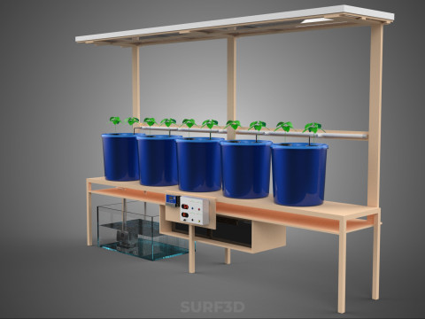 TANAMAN PERTANIAN HIDROPONIK SISTEM BUCKET BELANDA BERTENAGA SURYA IOT Model 3D