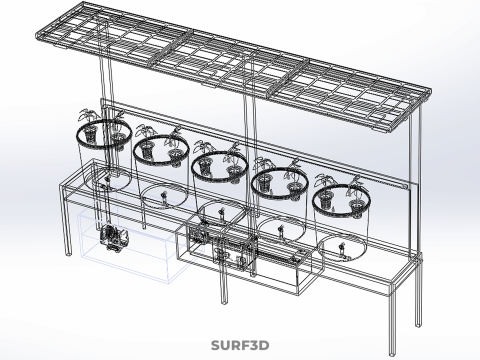 TANAMAN PERTANIAN HIDROPONIK SISTEM BUCKET BELANDA BERTENAGA SURYA IOT Model 3D