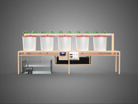 SISTEMA DI IRRIGAZIONE A BENNA OLANDESE CON CONTROLLO AUTOMATICO DELL'IMPIANTO IDROPONICO IOT Modello 3D