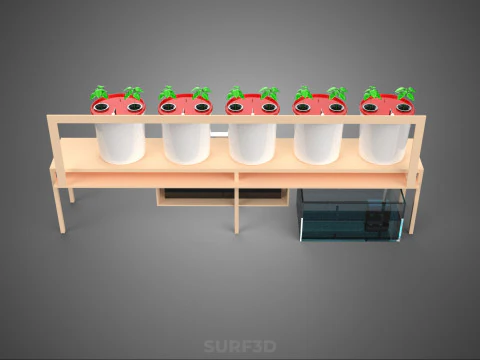 IOT HYDROPONIC PLANT AUTO CONTROL DUTCH BUCKET IRRIGATION SYSTEM 3D Model