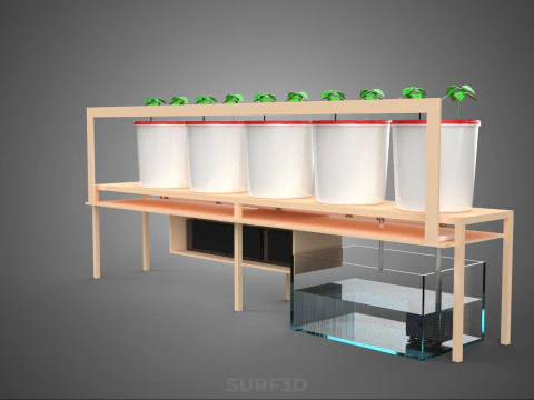 IOT HYDROPONIC PLANT AUTO CONTROL DUTCH BUCKET IRRIGATION SYSTEM 3D Model