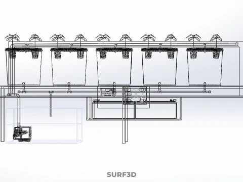 IOT HYDROPONIC PLANT AUTO CONTROL DUTCH BUCKET IRRIGATION SYSTEM 3D Model