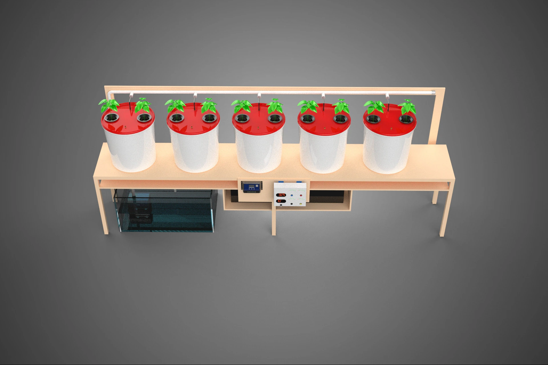 IOT PLANT POT RECIRCULATING HYDROPONIC DUTCH BUCKET SYSTEM SETUP 3D Model .c4d .max .obj .3ds .fbx .stl .blend 
