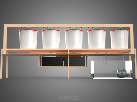 IOT PLANT POT RECIRCULATING HYDROPONIC DUTCH BUCKET SYSTEM SETUP 3D Model