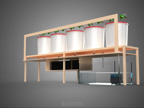 IOT PLANT POT RECIRCULATING HYDROPONIC DUTCH BUCKET SYSTEM SETUP 3D Model