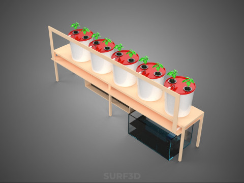IOT PLANT POT RECIRCULATING HYDROPONIC DUTCH BUCKET SYSTEM SETUP 3D Model