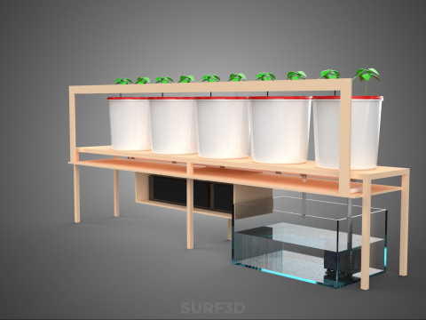 IOT PLANT POT RECIRCULATING HYDROPONIC DUTCH BUCKET SYSTEM SETUP 3D Model
