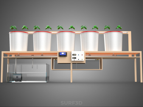 IOT PLANT POT RECIRCULATING HYDROPONIC DUTCH BUCKET SYSTEM SETUP 3D Model