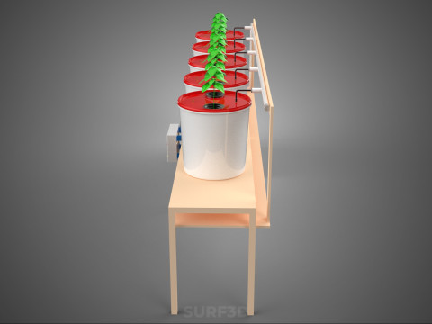 IOT PLANT POT RECIRCULATING HYDROPONIC DUTCH BUCKET SYSTEM SETUP 3D Model