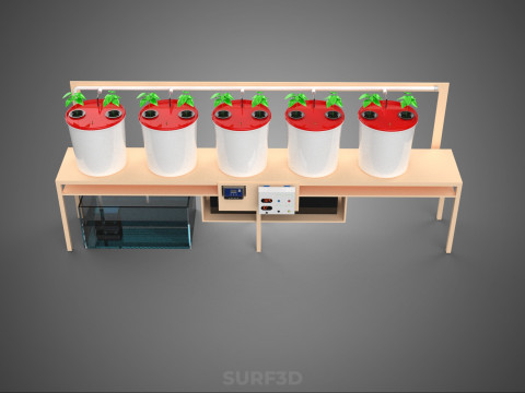 IOT PLANT POT RECIRCULATING HYDROPONIC DUTCH BUCKET SYSTEM SETUP 3D Model