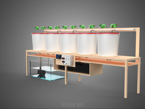 IOT PLANT POT RECIRCULATING HYDROPONIC DUTCH BUCKET SYSTEM SETUP 3D Model