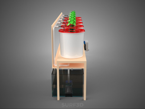IOT PLANT POT RECIRCULATING HYDROPONIC DUTCH BUCKET SYSTEM SETUP 3D Model