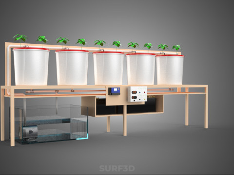 IOT PLANT POT RECIRCULATING HYDROPONIC DUTCH BUCKET SYSTEM SETUP 3D Model
