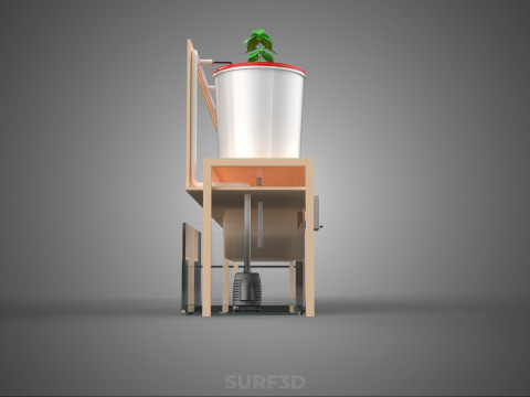 IOT PLANT POT RECIRCULATING HYDROPONIC DUTCH BUCKET SYSTEM SETUP 3D Model