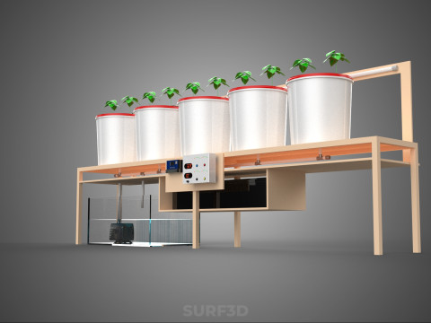 IOT PLANT POT RECIRCULATING HYDROPONIC DUTCH BUCKET SYSTEM SETUP 3D Model