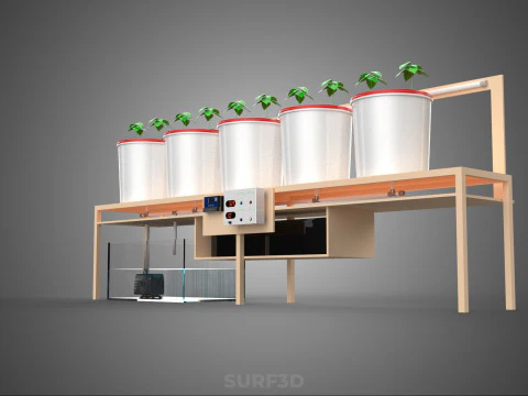 IOT PLANT POT RECIRCULATING HYDROPONIC DUTCH BUCKET SYSTEM SETUP 3D Model