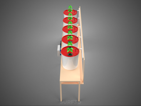IOT PLANT POT RECIRCULATING HYDROPONIC DUTCH BUCKET SYSTEM SETUP 3D Model