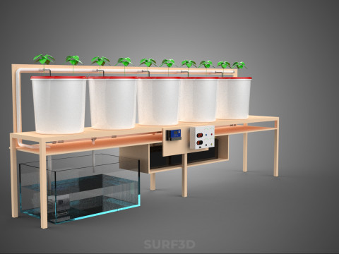 IOT PLANT POT RECIRCULATING HYDROPONIC DUTCH BUCKET SYSTEM SETUP 3D Model