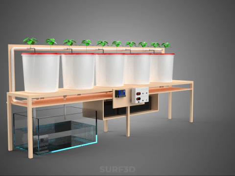 IOT PLANT POT RECIRCULATING HYDROPONIC DUTCH BUCKET SYSTEM SETUP 3D Model