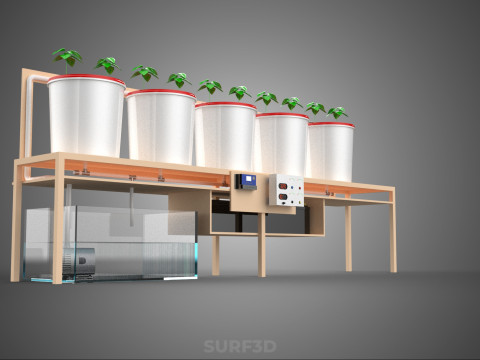 IOT PLANT POT RECIRCULATING HYDROPONIC DUTCH BUCKET SYSTEM SETUP 3D Model
